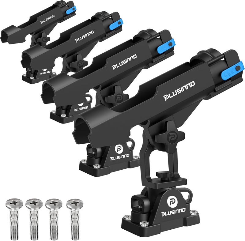 PLUSINNO 2 in 1 Fishing Rod Holders for Boat, Kayak Fishing Rod Holder, Fishing Pole Holders for Track Mount / Deck Mount, Fishing Gear with Fishing Rod Protective Strap, Fishing Accessories & Gifts - Image 1